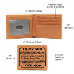To My Son Stand Tall Black - Leather Wallet