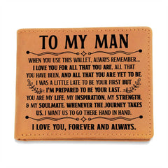 To My Man Inspiration Black Leather Wallet