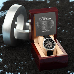 The To My Dear Son Always Remember I Love You - Openwork Watch is a timeless gift. Show him your pride and love with this stunning, high-quality timepiece.