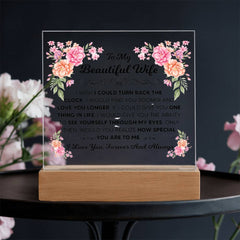 To My Beautiful Wife-Acrylic Square Gift Idea